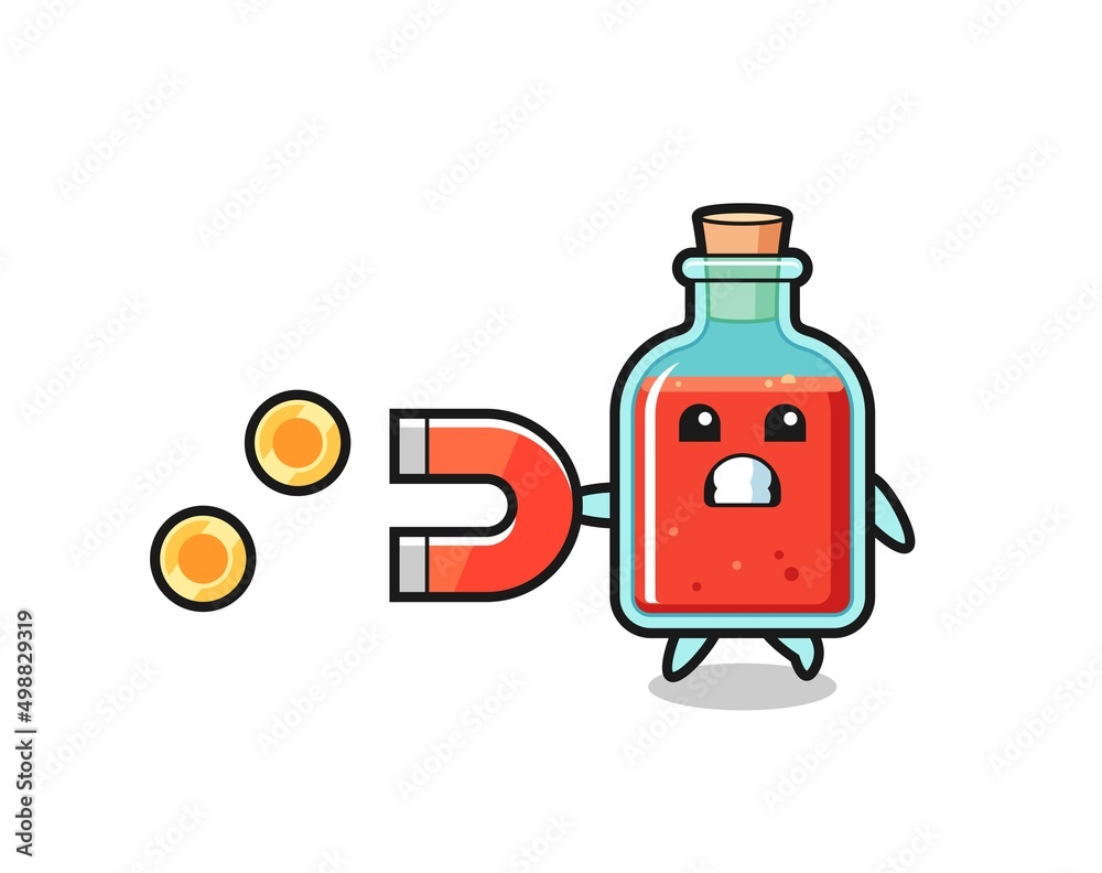the character of square poison bottle hold a magnet to catch the gold coins the character of square poison bottle hold a magnet to catch the gold coins