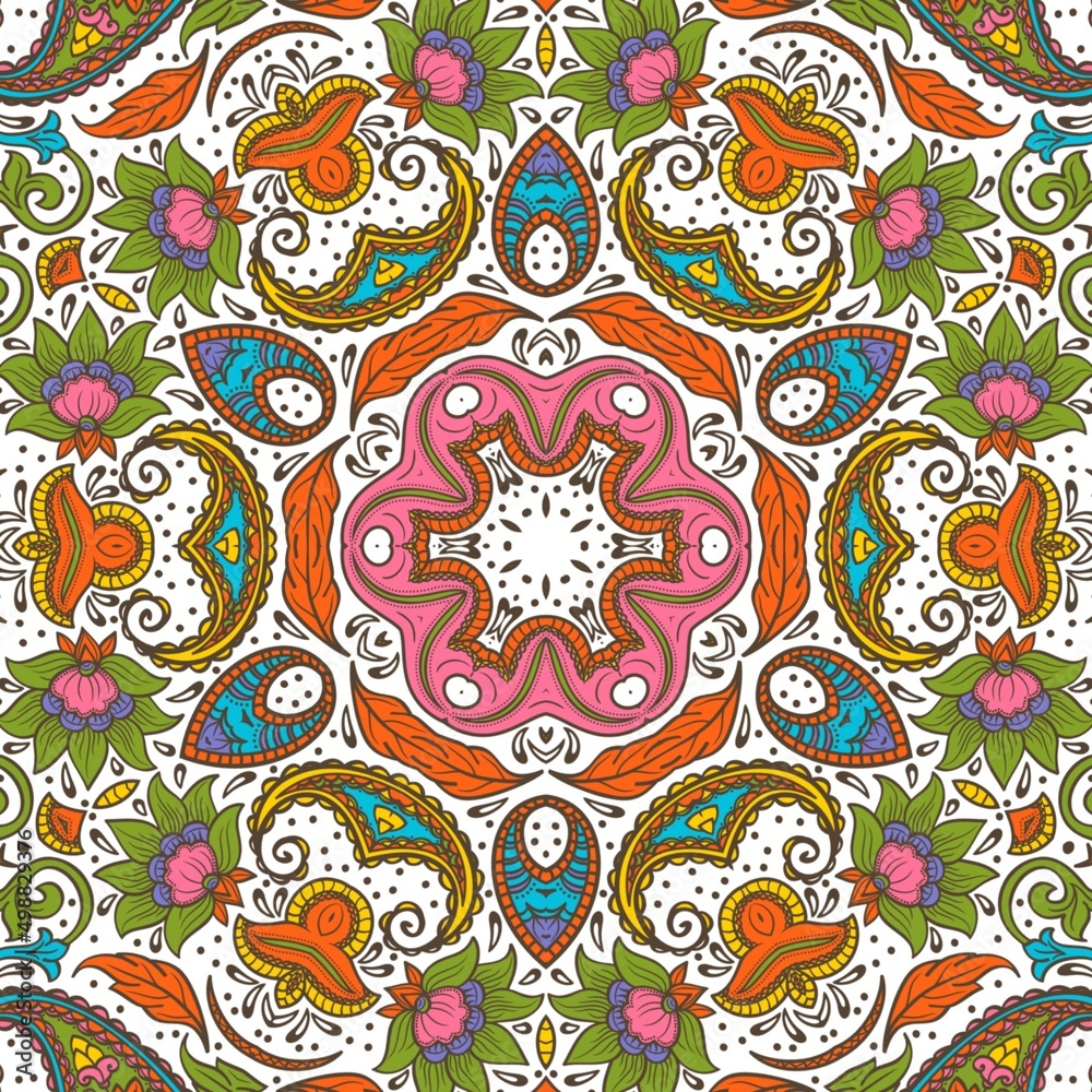 Abstract Pattern Floral Blue Pink Orange Green 213 Abstract Pattern Floral Blue Pink Orange Green 213
