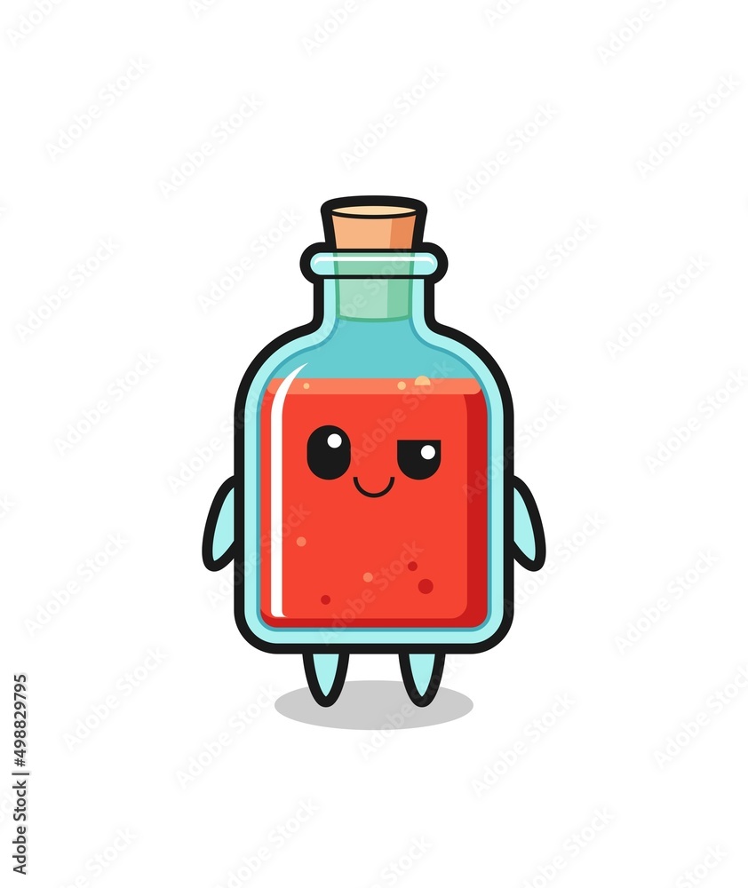 square poison bottle cartoon with an arrogant expression