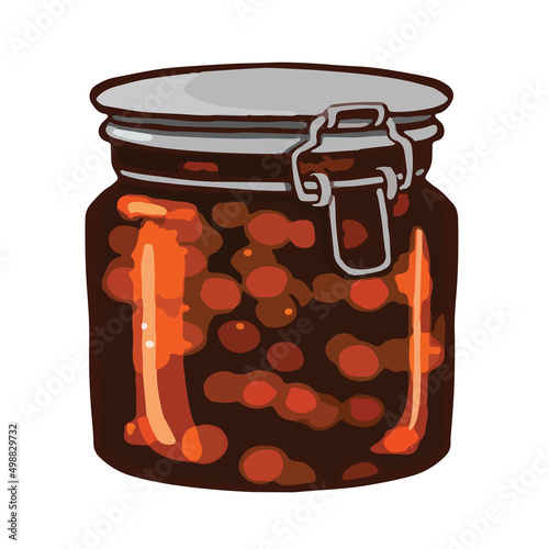 Red rowanberry jam preparations. vector illustration Cartoon style.