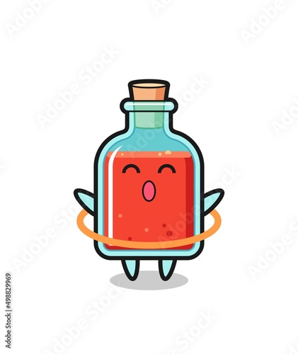 cute square poison bottle cartoon is playing hula hoop