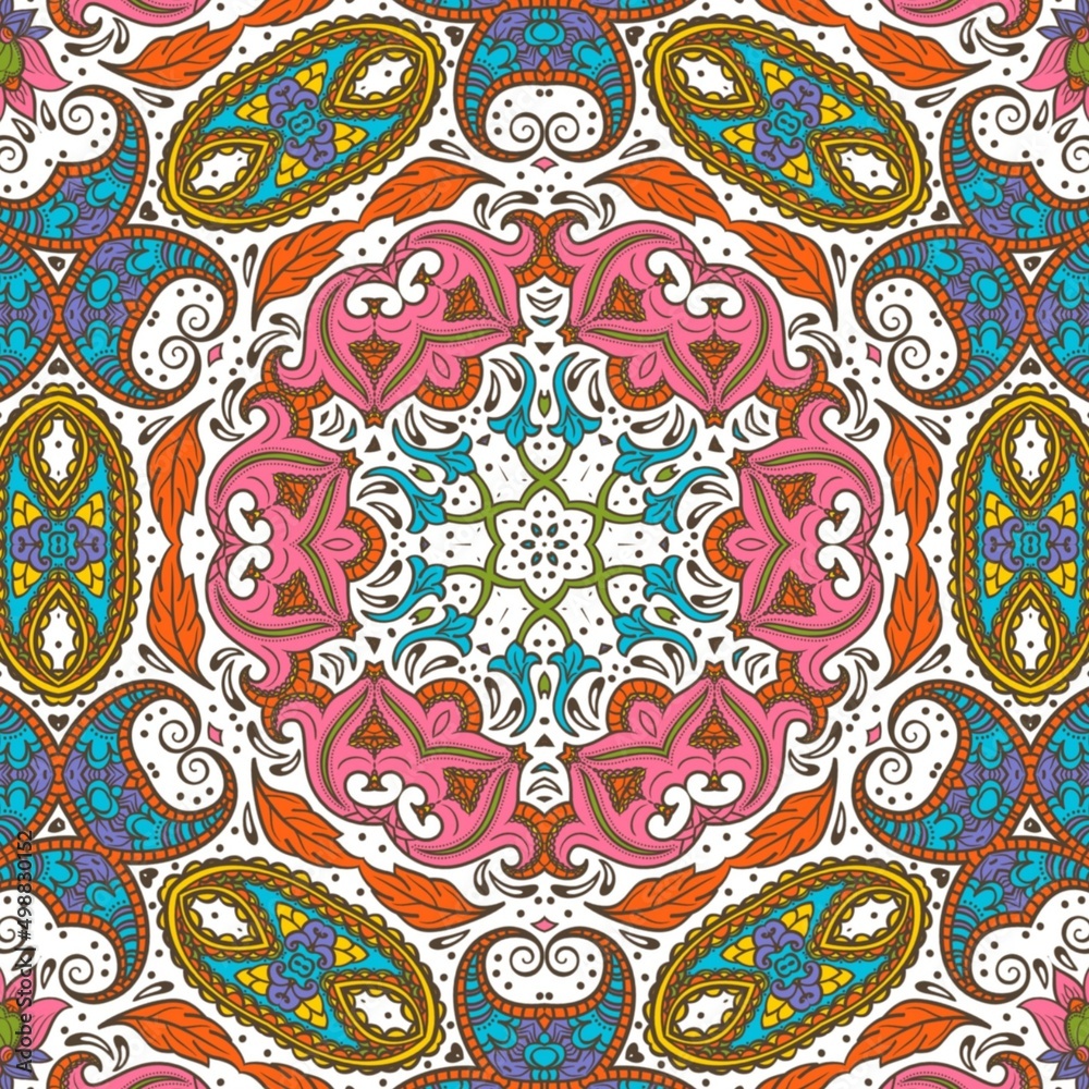 Abstract Pattern Floral Blue Pink Orange Green 142