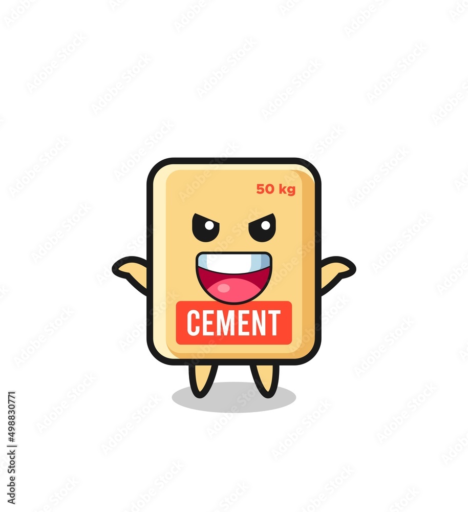 the illustration of cute cement sack doing scare gesture the illustration of cute cement sack doing scare gesture