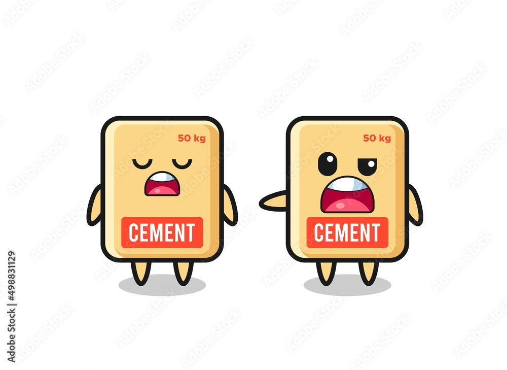 illustration of the argue between two cute cement sack characters