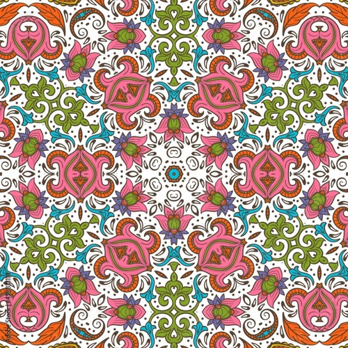 Abstract Pattern Floral Blue Pink Orange Green 81
