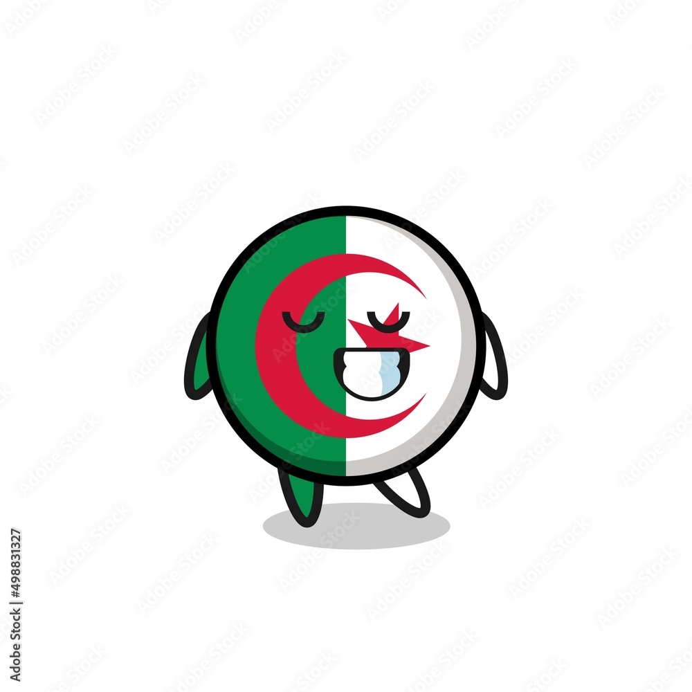 algeria flag cartoon illustration with a shy expression
