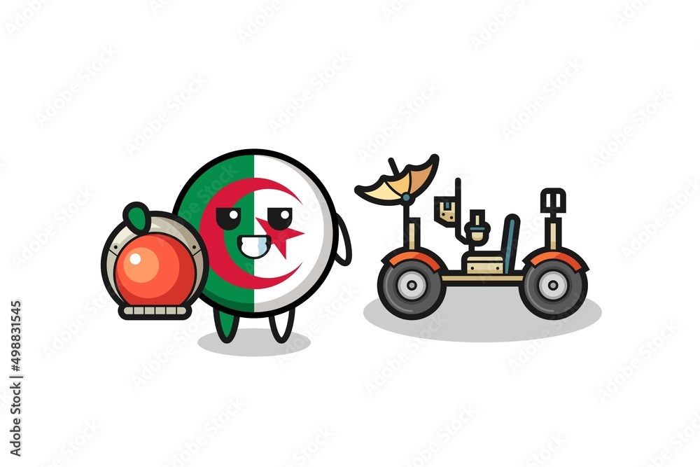the cute algeria flag as astronaut with a lunar rover the cute algeria flag as astronaut with a lunar rover