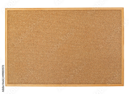 Valokuva Cork board with wooden frame isolated on white background, blank cork texture fo