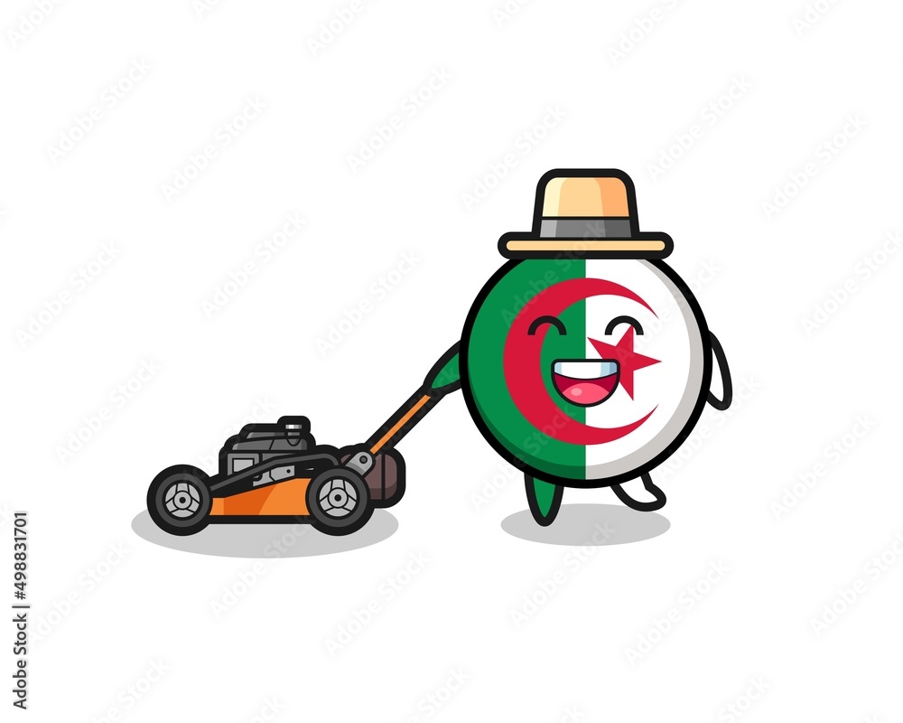 illustration of the algeria flag character using lawn mower