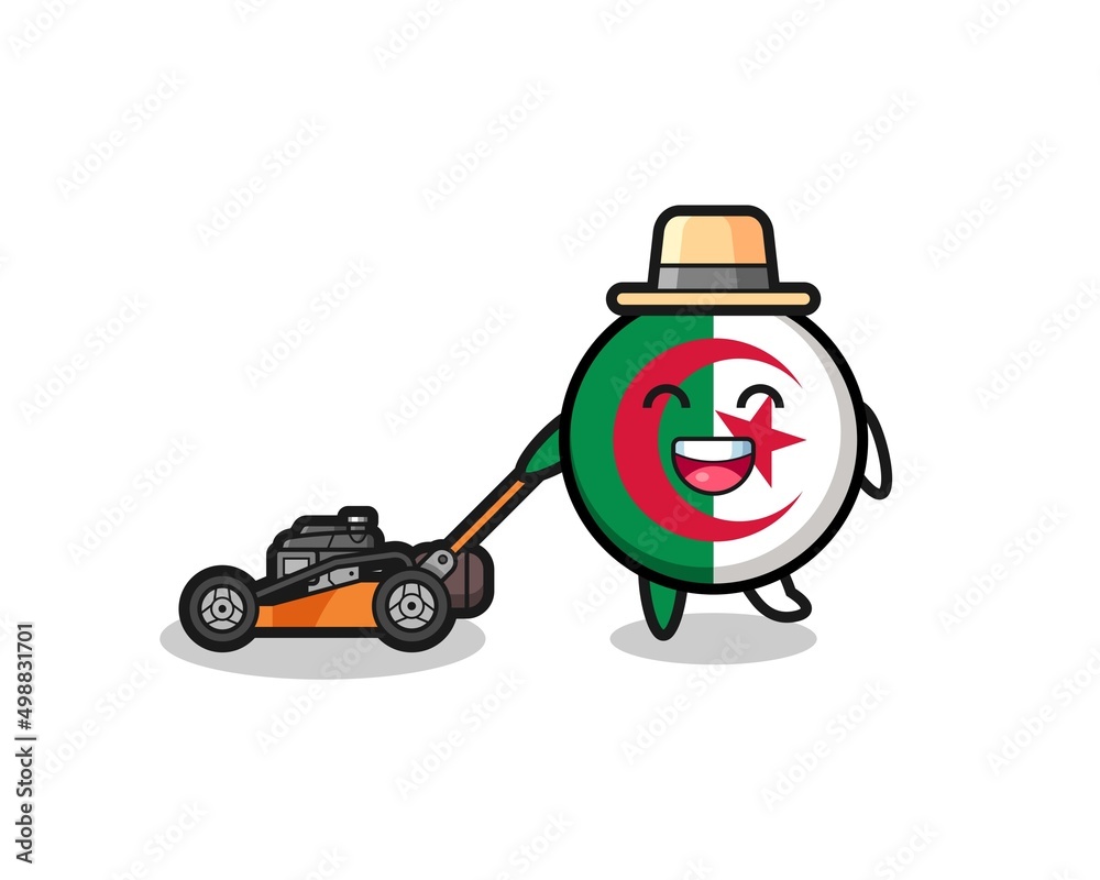 illustration of the algeria flag character using lawn mower illustration of the algeria flag character using lawn mower