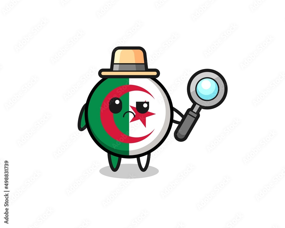 the mascot of cute algeria flag as a detective
