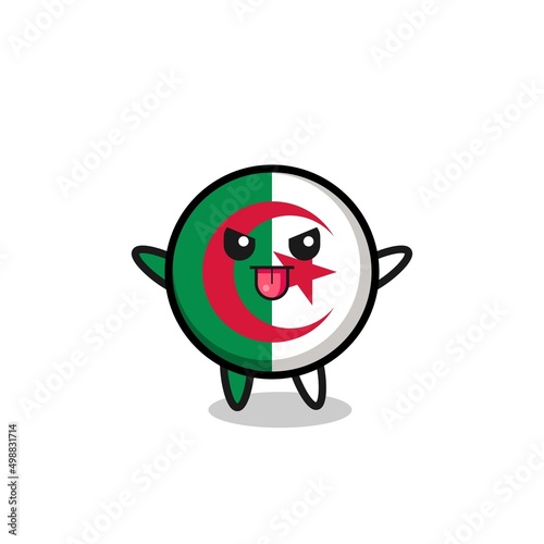 naughty algeria flag character in mocking pose
