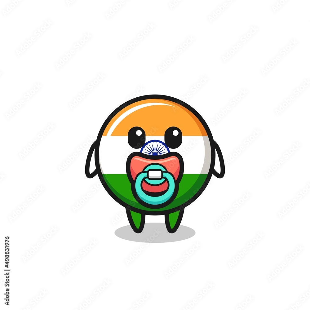 baby india flag cartoon character with pacifier baby india flag cartoon character with pacifier
