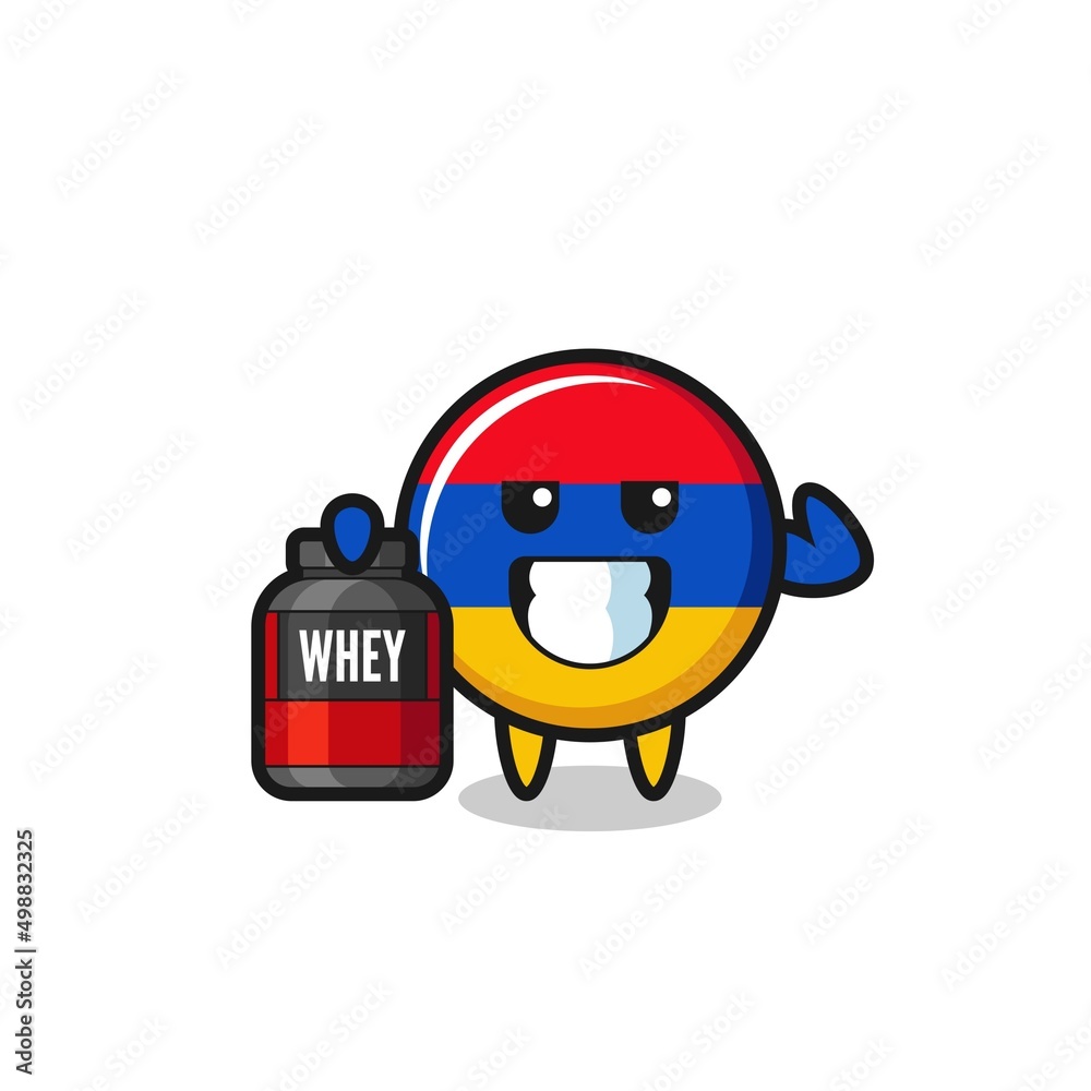 the muscular armenia flag character is holding a protein supplement the muscular armenia flag character is holding a protein supplement
