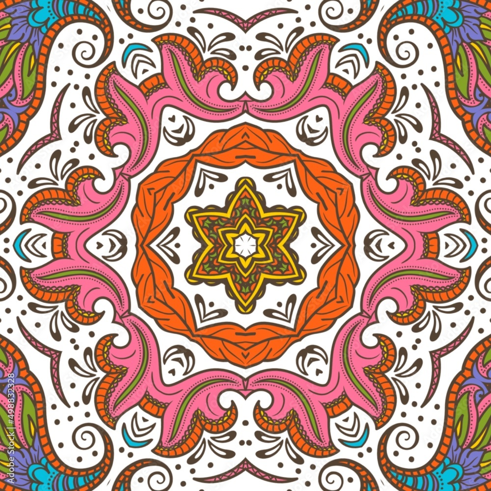 Abstract Pattern Floral Blue Pink Orange Green 4 Abstract Pattern Floral Blue Pink Orange Green 4