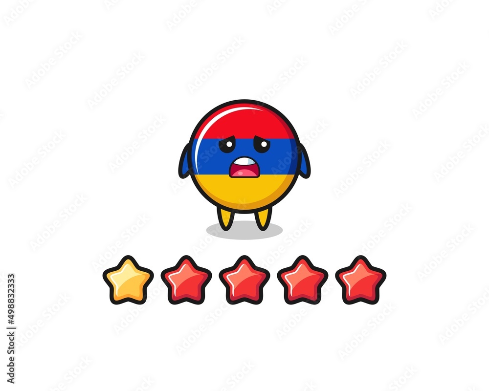 the illustration of customer bad rating, armenia flag cute character with 1 star the illustration of customer bad rating, armenia flag cute character with 1 star