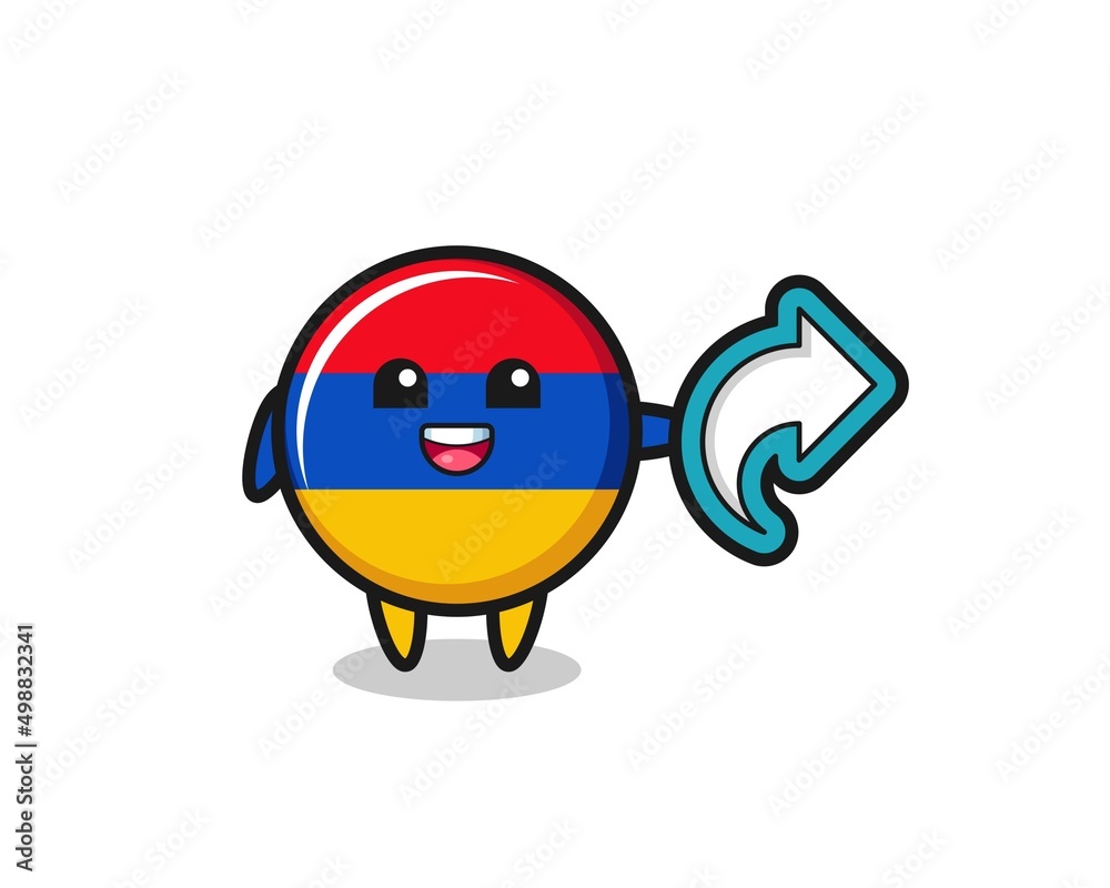 cute armenia flag hold social media share symbol