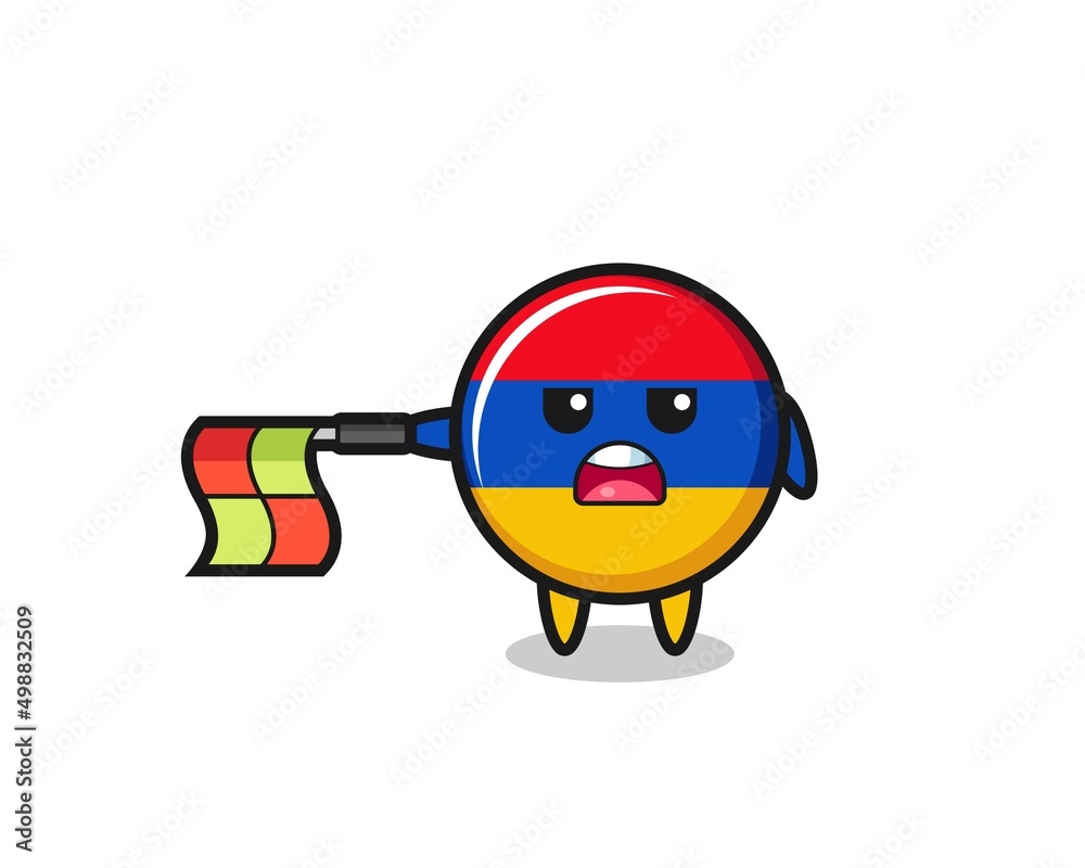 armenia flag character as line judge hold the flag straight horizontally armenia flag character as line judge hold the flag straight horizontally