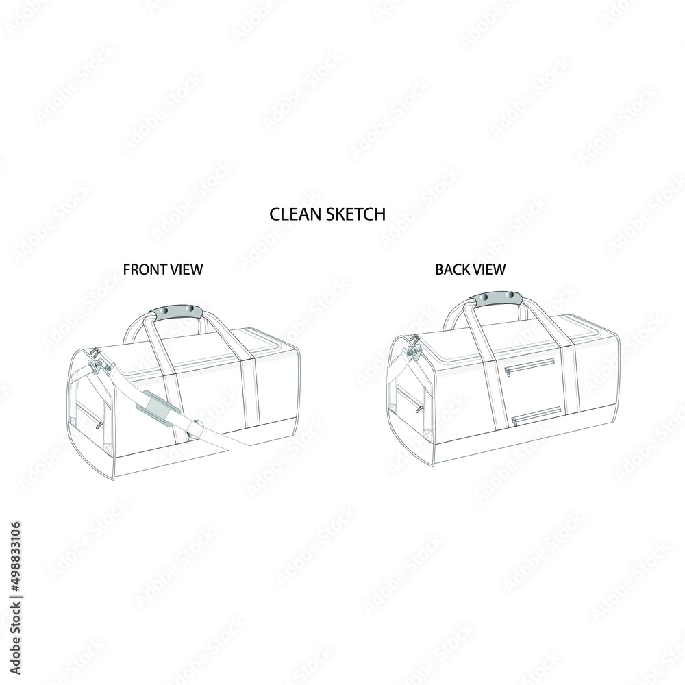 illustration of a duffle bag, a sketch of a duffle bag, a handbag