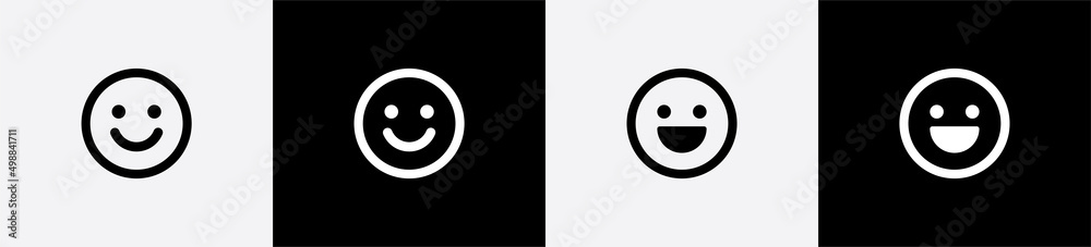 Happy smiley face or emoticon line art icon for apps and websites