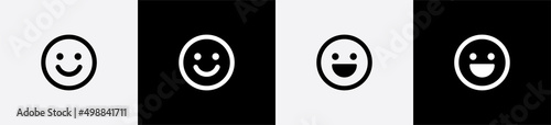 Happy smiley face or emoticon line art icon for apps and websites photo