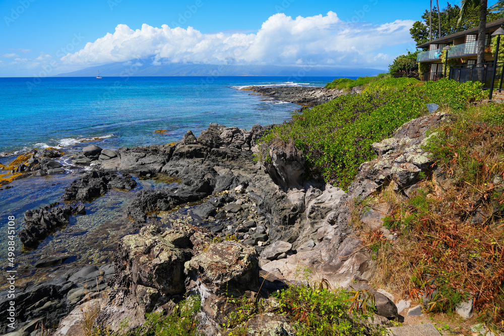 Rugged coast between the Napili and Kapalua Bays in the West of Maui island, Hawaii, United States Rugged coast between the Napili and Kapalua Bays in the West of Maui island, Hawaii, United States