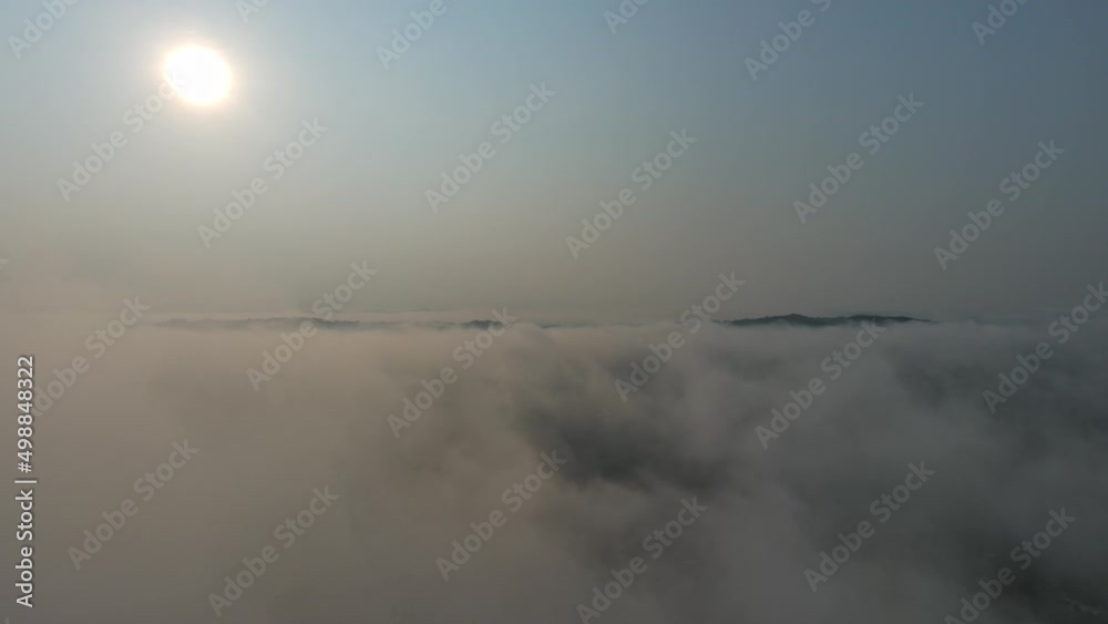 fly over mist flow with sunlight in the morning,beautiful nature in rainforest fly over mist flow with sunlight in the morning,beautiful nature in rainforest