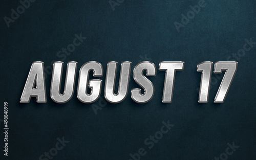 
AUGUST IN SILVER HIGH RELIEF LETTERS ON DARK BACKGROUND