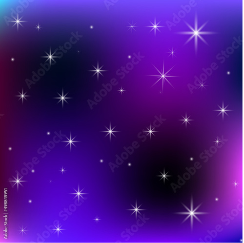 Blue starry sky on dust pink background. Purple shiny gradient. Vector illustration. stock image. 
