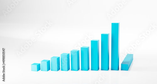 Bright blue bar graph on white background with negative space for copy. 3d rendering. Free Download Bright blue bar graph on white background with negative space for copy. 3d rendering. - GFXLoad