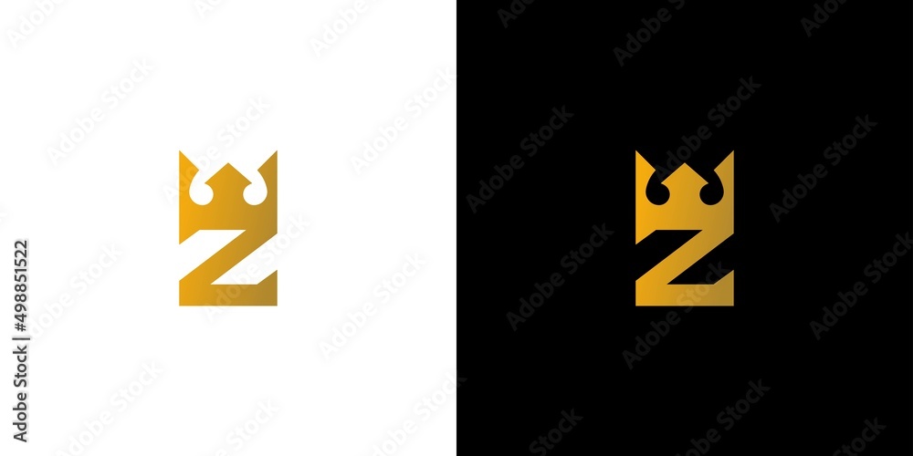 Modern and unique letter Z initial king crown logo design - obrazy, fototapety, plakaty 