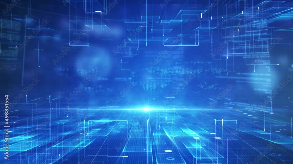 Blue technology lines flow, news background video, corporate promotion video.