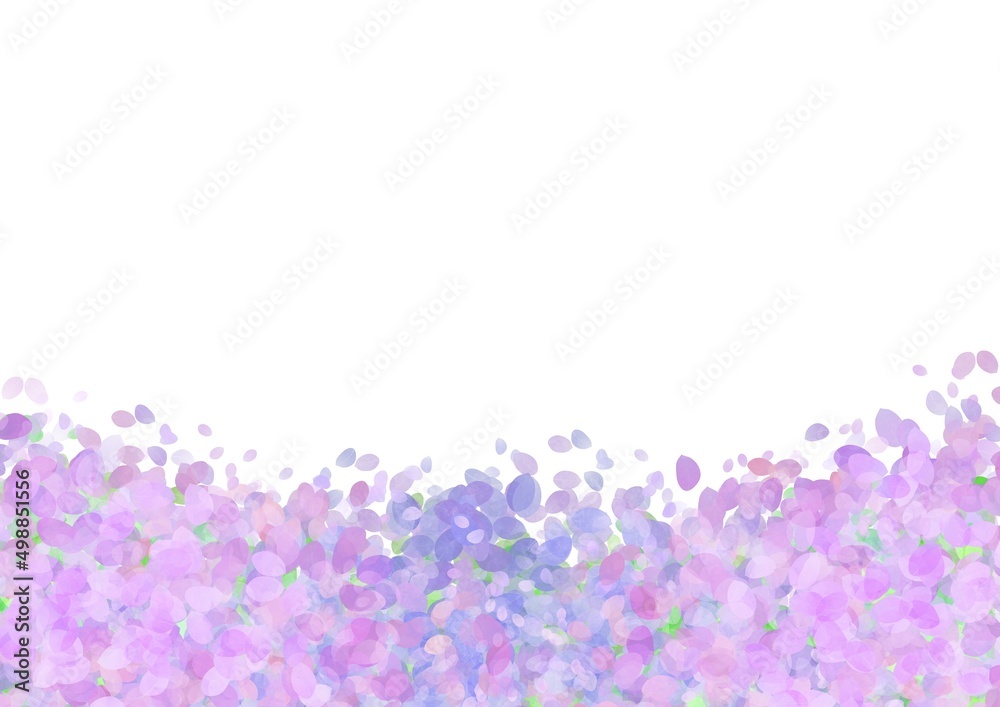 紫の花が咲く水彩タッチの背景イラスト