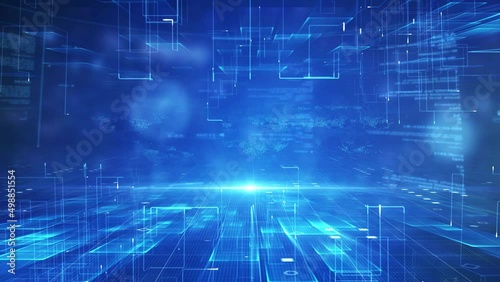 Blue technology lines flow, news background video, corporate promotion video.