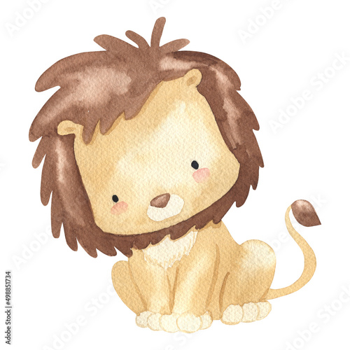 Watercolor lion, safari animal illustration © Olga Listopad