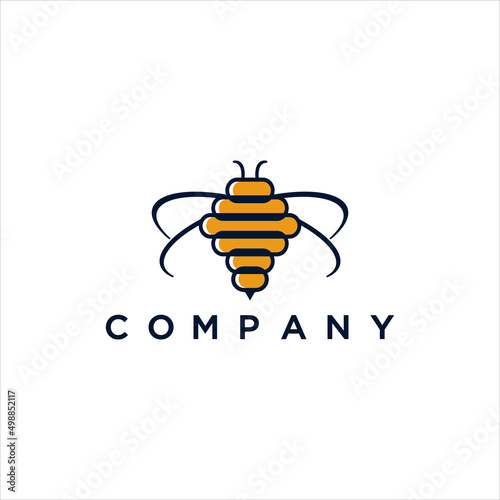 Modern bee hive logo illustration design