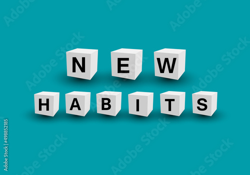 New habit writing text on white cube. Lifestyle concept. 