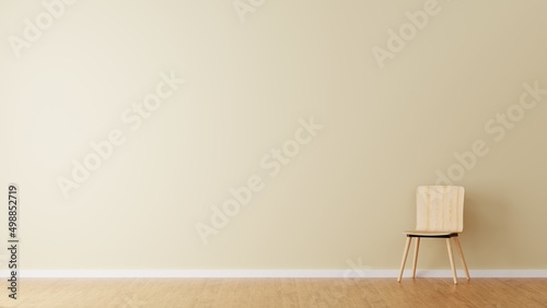 Empty wall for copy space in modern interior living room  minimal style. 3D rener illustration.