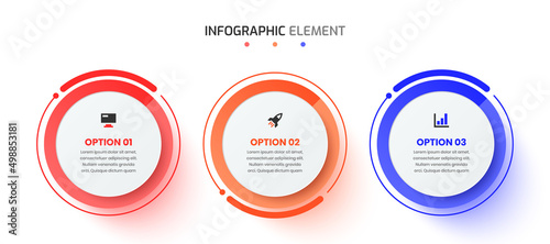 Infographic Element Design Templates with Icons and 3 Options Suitable for Process Diagram