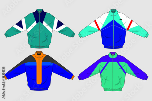 retro vintage windbreaker hoodie jacket template