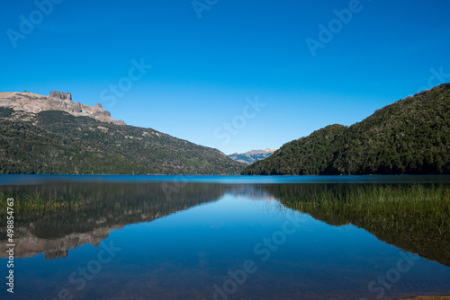 Beautiful summer landscape with lake between mountains in Argentina