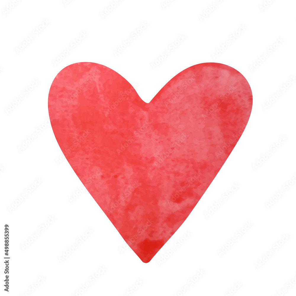 Vector illustration of a hand drawn watercolor heart isolated on a white background.