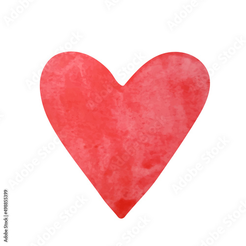Vector illustration of a hand drawn watercolor heart isolated on a white background.