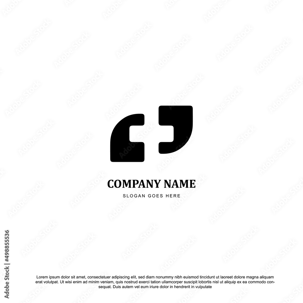 Creative plus logo design with quotation mark Creative plus logo design with quotation mark