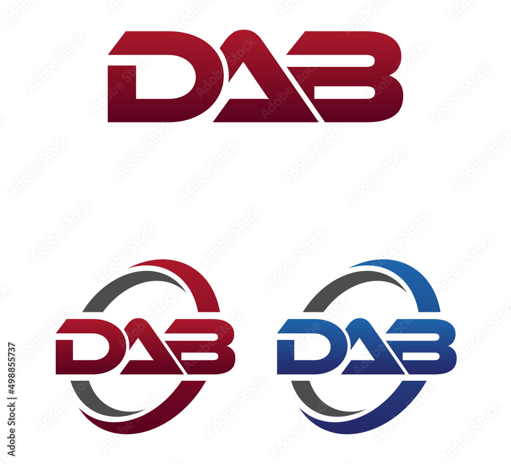 Modern 3 Letters Initial logo Vector Swoosh Red Blue DAB Modern 3 Letters Initial logo Vector Swoosh Red Blue DAB