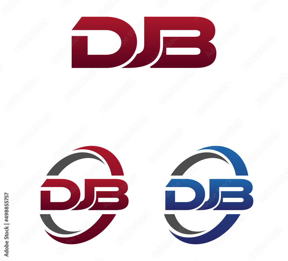 Modern 3 Letters Initial logo Vector Swoosh Red Blue DJB Modern 3 Letters Initial logo Vector Swoosh Red Blue DJB