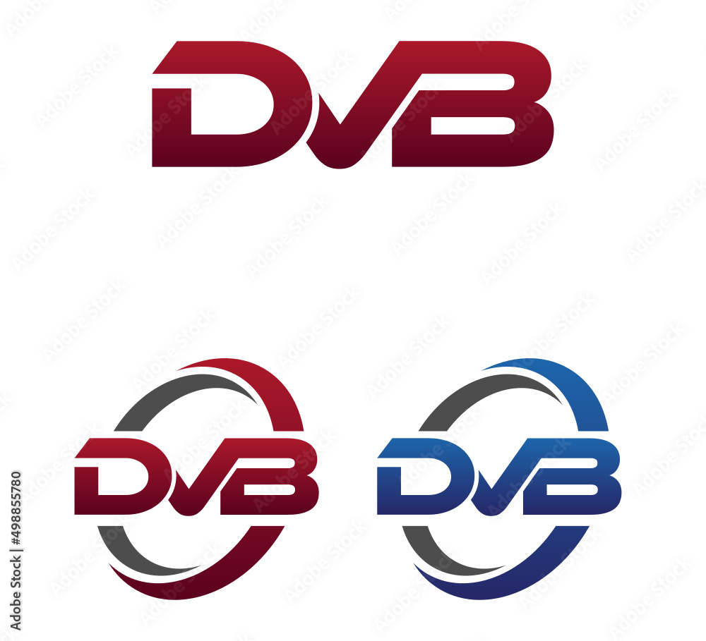 Modern 3 Letters Initial logo Vector Swoosh Red Blue DVB Modern 3 Letters Initial logo Vector Swoosh Red Blue DVB