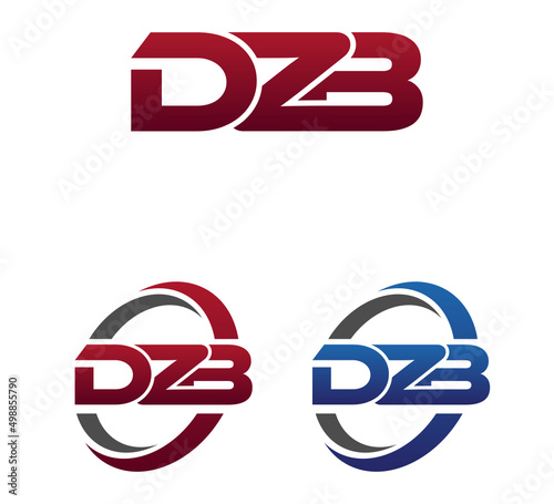 Modern 3 Letters Initial logo Vector Swoosh Red Blue DZB