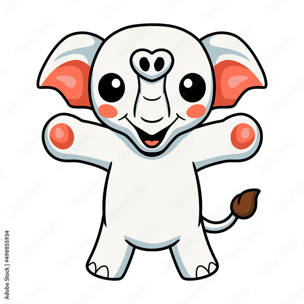 Cute little elephant cartoon raising hands Cute little elephant cartoon raising hands