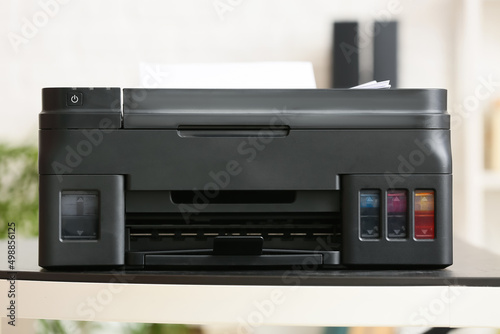 Modern printer on table, closeup